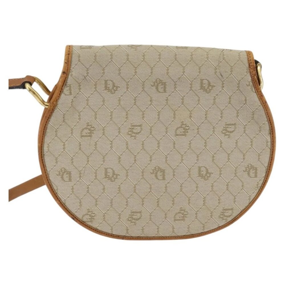 Christian Dior Honeycomb Canvas Shoulder Bag PVC Beige Gold Auth BA5629 - Picture 2 of 16